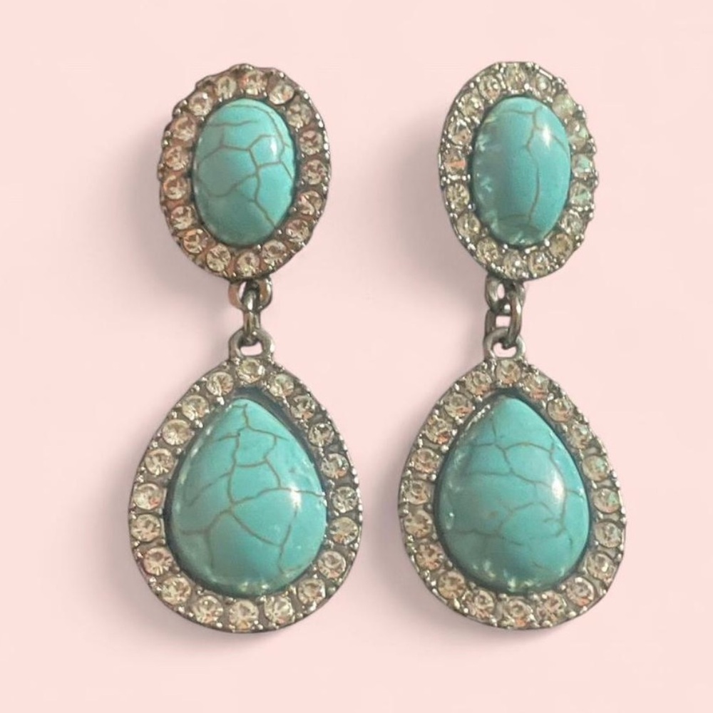 Elegant Turquoise and Silver Drop Earrings